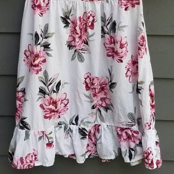 A New Look White Pink Floral Peasant Boho Dress Size Med - Picture 6 of 6